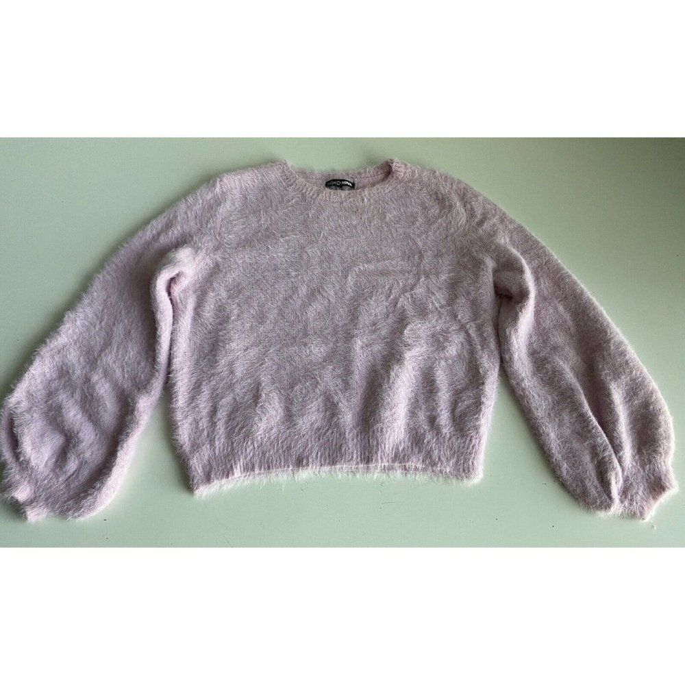 Fashion Nova Fuzzy Pink Long Sleeve Pullover Sweater Top Women’s Sz S‎